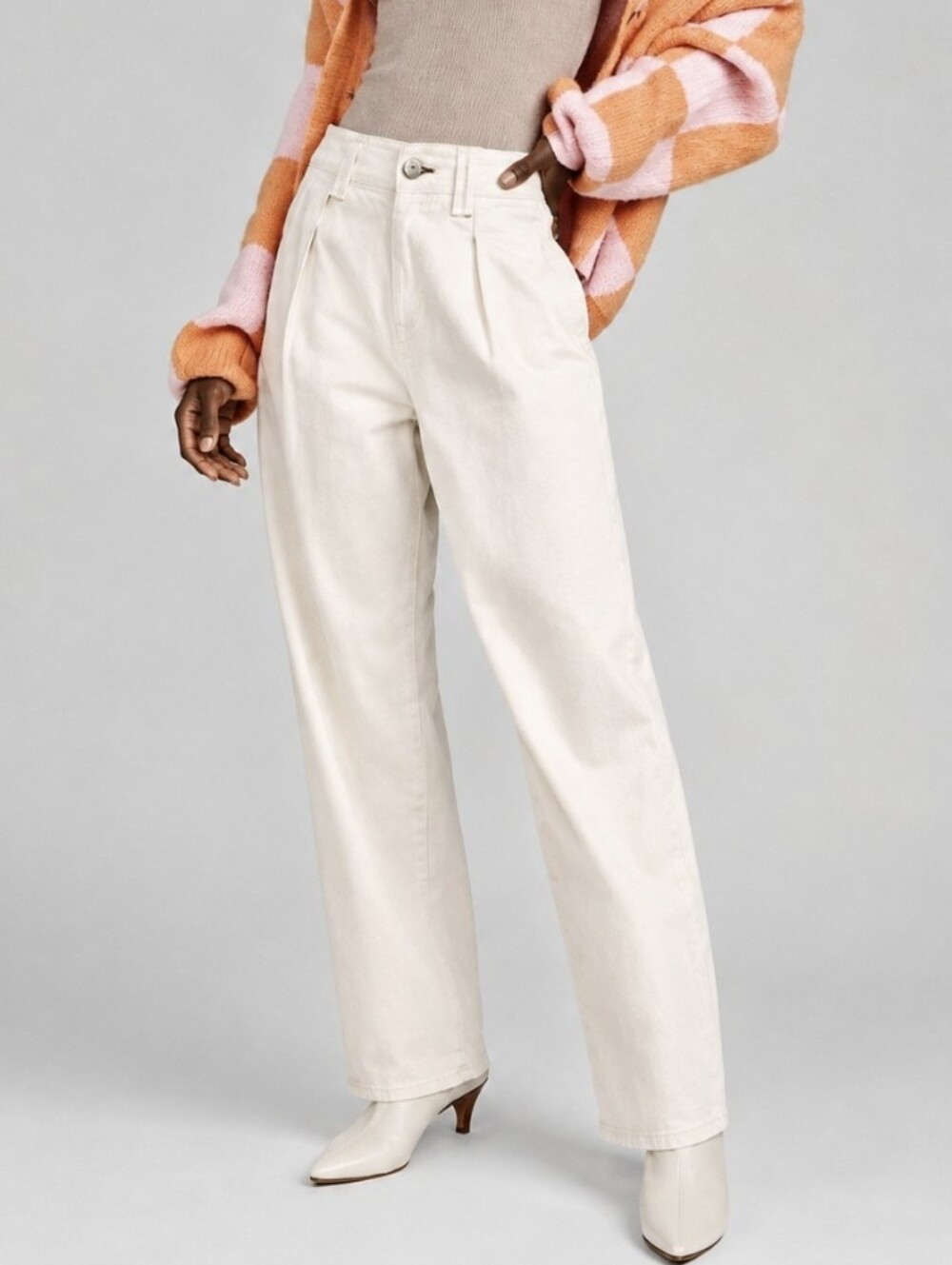 Rag & Bone High Rise Pleated Trousers Ecru Cream Pants Designer Women's Sz 25